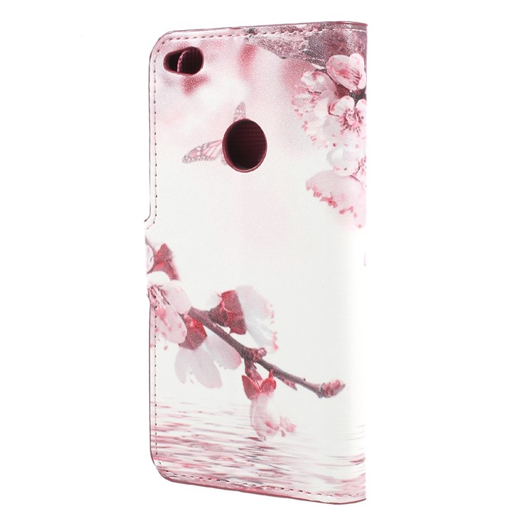 For Huawei P8 Lite (2017) / Honor 8 Lite Pattern Printing Wallet Leather Stand Phone Case - Peach Blossom-2