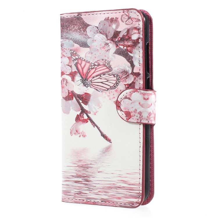 For Huawei P8 Lite (2017) / Honor 8 Lite Pattern Printing Wallet Leather Stand Phone Case - Peach Blossom-3