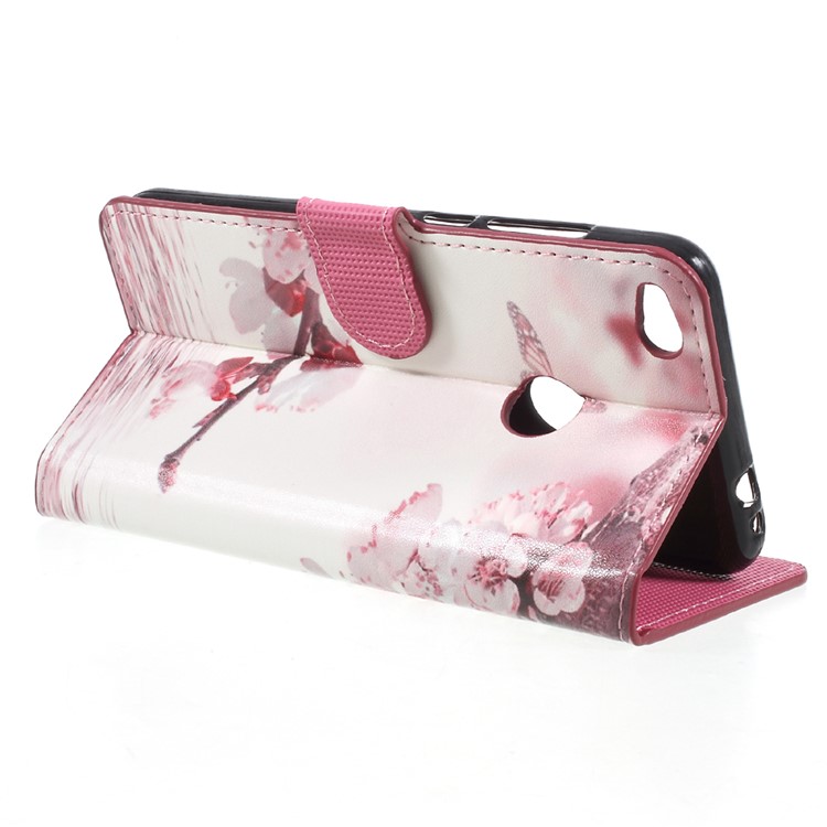 For Huawei P8 Lite (2017) / Honor 8 Lite Pattern Printing Wallet Leather Stand Phone Case - Peach Blossom-5
