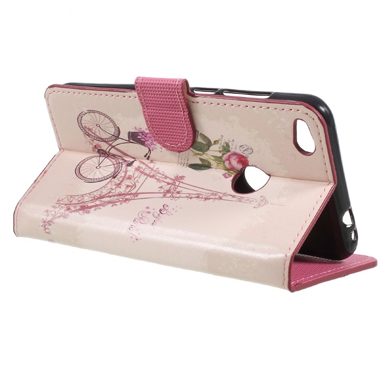 For Huawei P8 Lite (2017) / Honor 8 Lite Pattern Printing Wallet Leather Stand Cellphone Case - Eiffel Tower and Bicycle-5