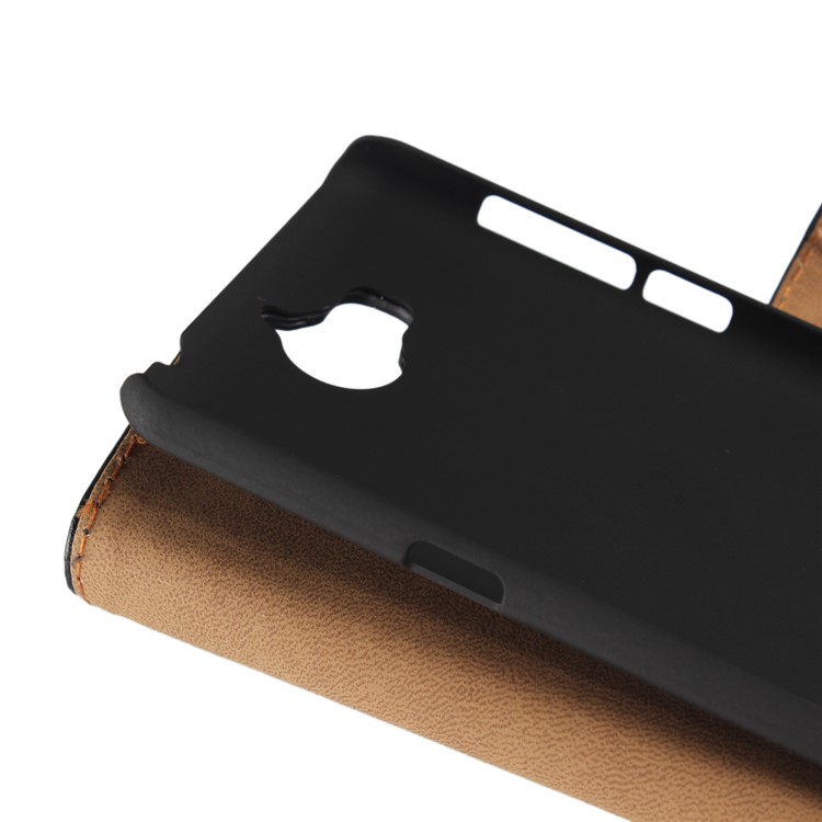 Split Leather Magnetic Wallet Flip Stand Phone Case for Huawei Y5 (2017) - Black-10