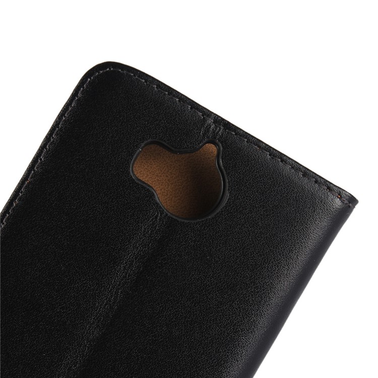 Split Leather Magnetic Wallet Flip Stand Phone Case for Huawei Y5 (2017) - Black-7