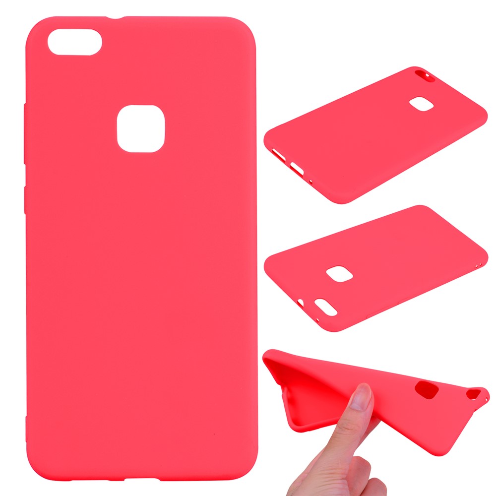For Huawei P10 Lite Matte Anti-fingerprint TPU Mobile Phone Case Accessory - Red-1