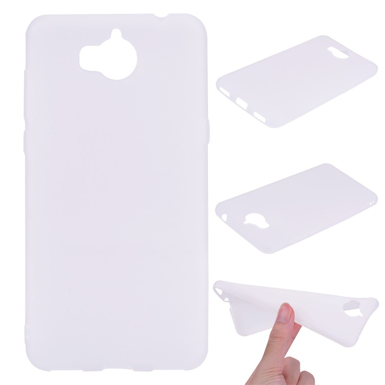 Matte Anti-scratch TPU Phone Cover for Huawei Y5 (2017) / Y6 (2017) - White-1