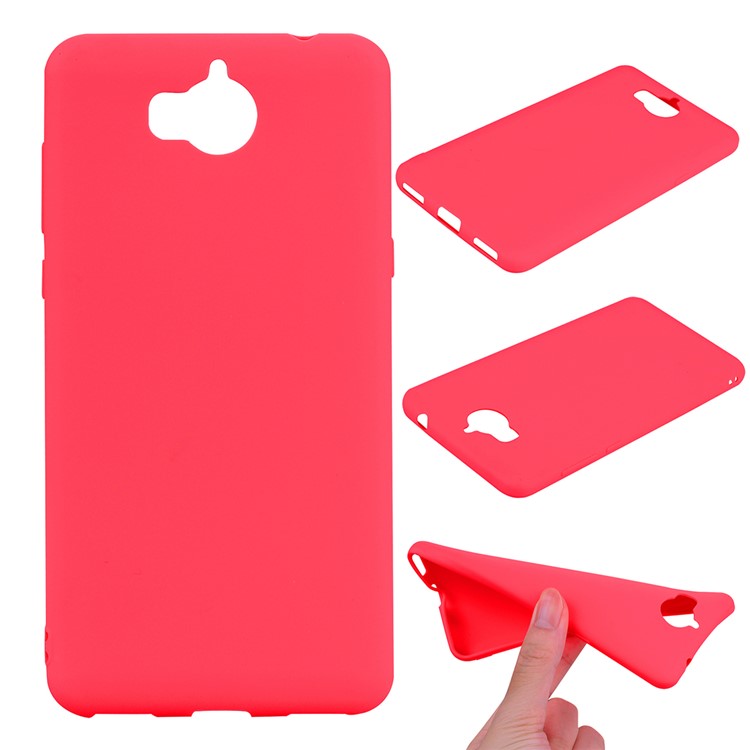 Matte Anti-scratch TPU Phone Casing for Huawei Y5 (2017) / Y6 (2017) - Red-1