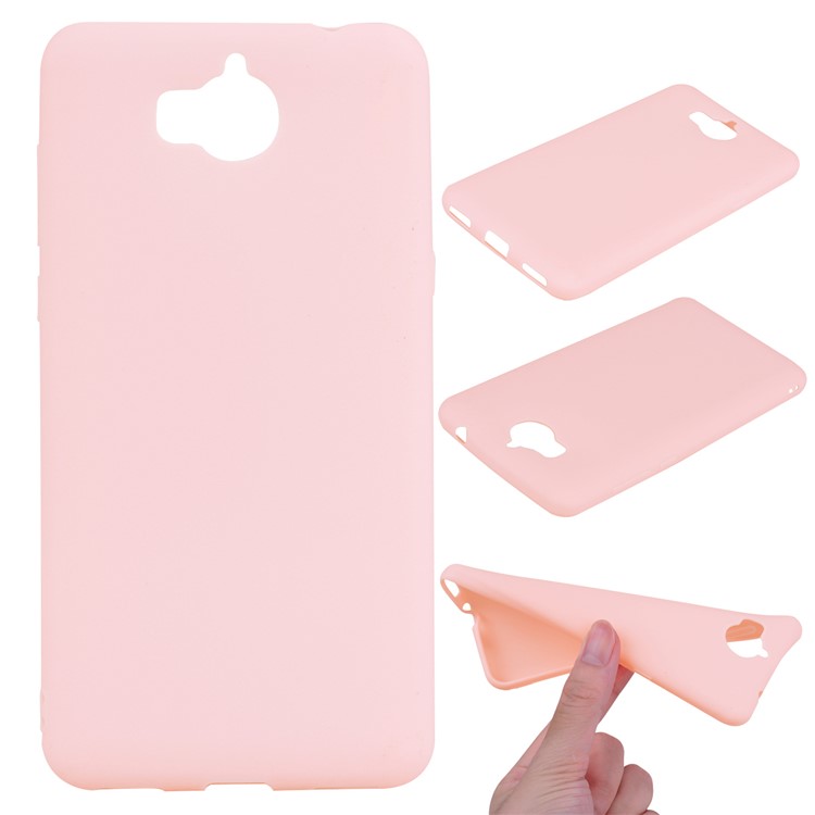 Matte Anti-scratch TPU Phone Shell for Huawei Y5 (2017) / Y6 (2017) - Pink-1