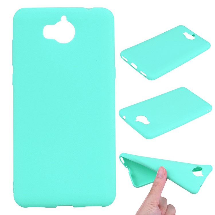 Matte Anti-scratch TPU Phone Casing Cover for Huawei Y5 (2017) / Y6 (2017) - Cyan-1