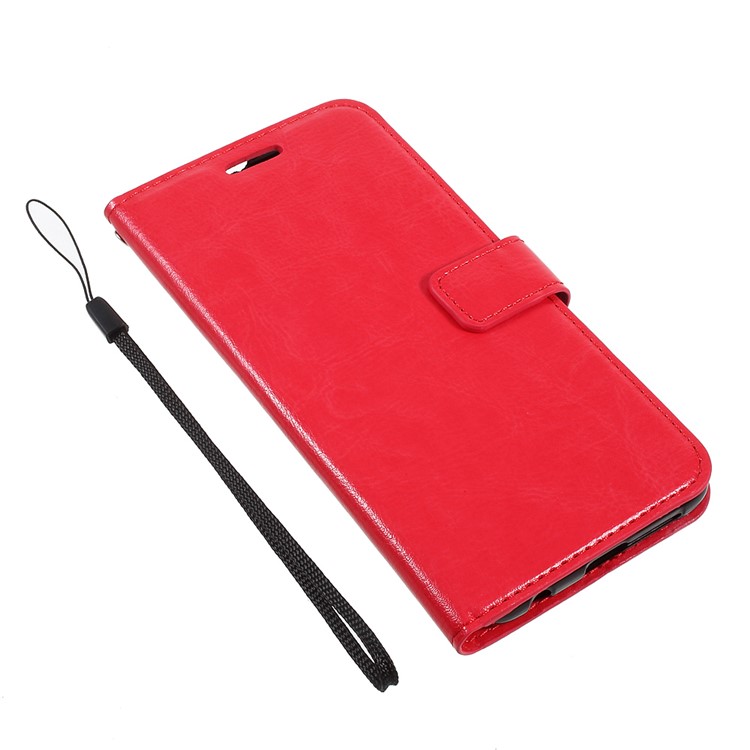 Crazy Horse Wallet Leather Flip Stand Mobile Phone Shell for Huawei Honor 9 - Red-1