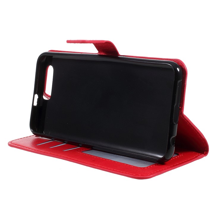 Crazy Horse Wallet Leather Flip Stand Mobile Phone Shell for Huawei Honor 9 - Red-4
