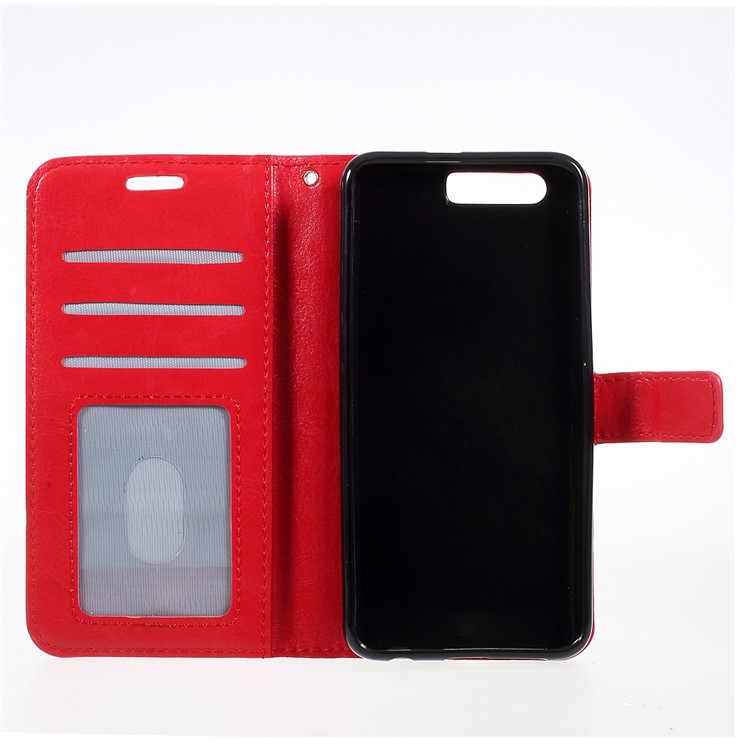 Crazy Horse Wallet Leather Flip Stand Mobile Phone Shell for Huawei Honor 9 - Red-6