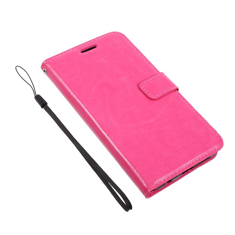 Crazy Horse Leather Magnetic Wallet Stand Case Cover for Huawei Honor 9 - Rose-1