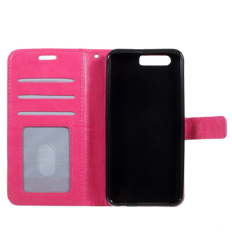 Crazy Horse Leather Magnetic Wallet Stand Case Cover for Huawei Honor 9 - Rose-6