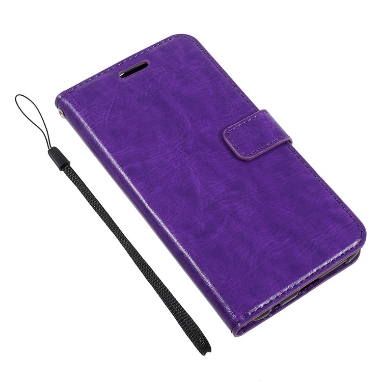 Crazy Horse Wallet Leather Protection Mobile Phone Case Accessory with Stand for Huawei Honor 9 - Purple-1