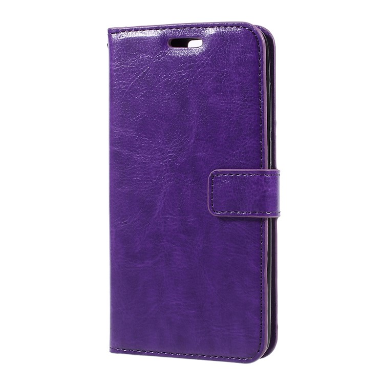 Crazy Horse Wallet Leather Protection Mobile Phone Case Accessory with Stand for Huawei Honor 9 - Purple-2