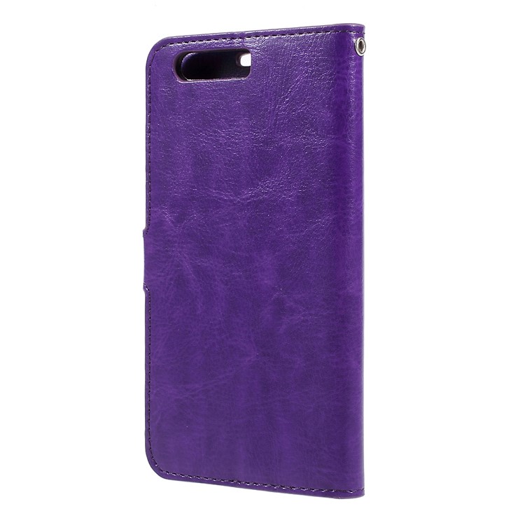 Crazy Horse Wallet Leather Protection Mobile Phone Case Accessory with Stand for Huawei Honor 9 - Purple-3