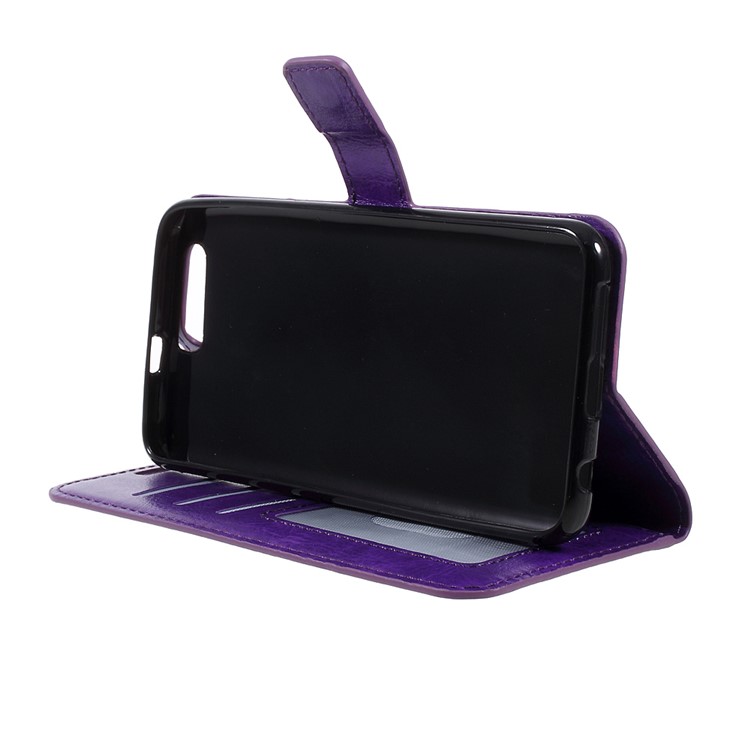 Crazy Horse Wallet Leather Protection Mobile Phone Case Accessory with Stand for Huawei Honor 9 - Purple-4