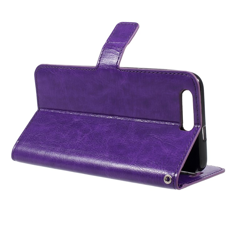 Crazy Horse Wallet Leather Protection Mobile Phone Case Accessory with Stand for Huawei Honor 9 - Purple-5