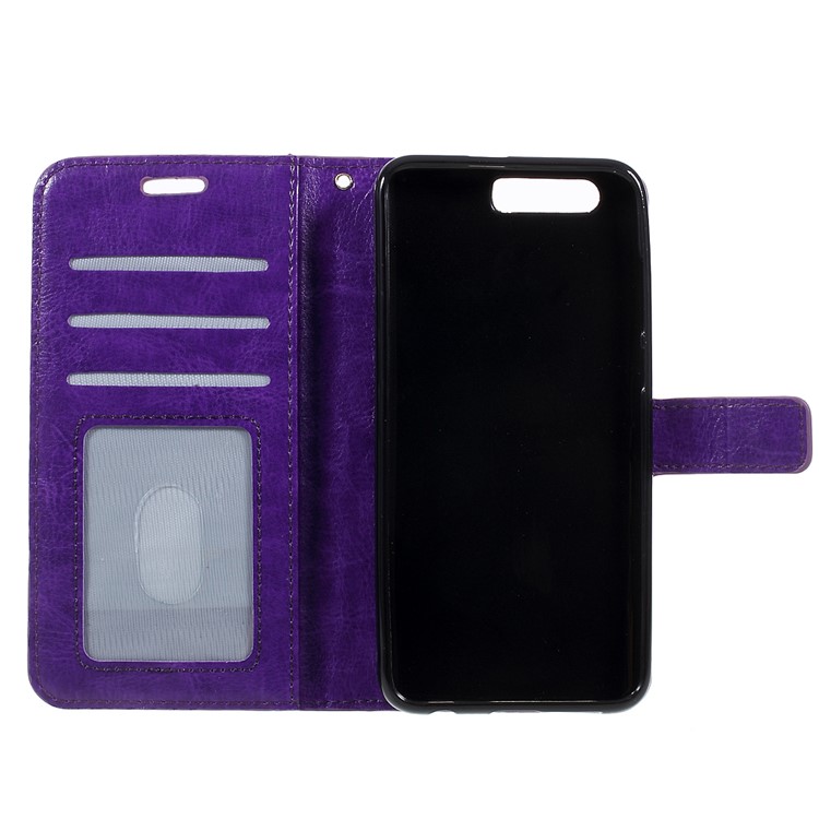 Crazy Horse Wallet Leather Protection Mobile Phone Case Accessory with Stand for Huawei Honor 9 - Purple-6