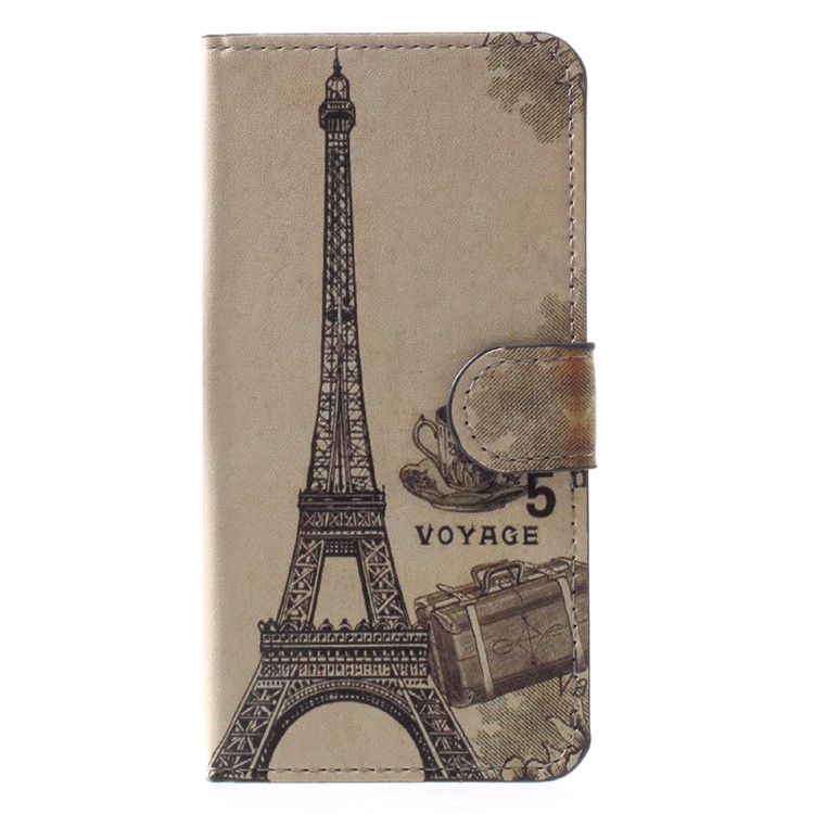 Patterned Leather Magnetic Wallet Mobile Phone Cover for Huawei Y5 (2017) / Y6 (2017) - Eiffel Tower-3