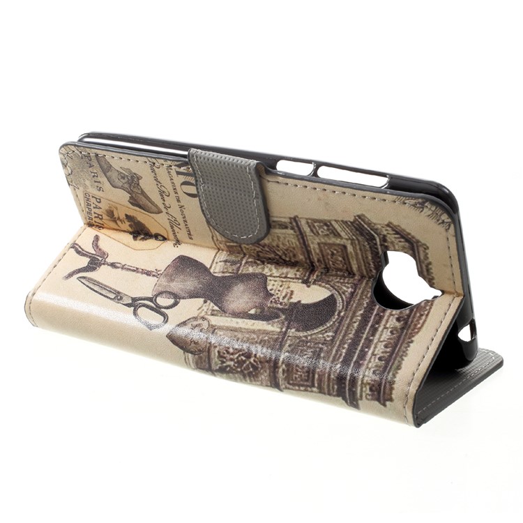 Patterned Leather Magnetic Wallet Mobile Phone Cover for Huawei Y5 (2017) / Y6 (2017) - Eiffel Tower-4