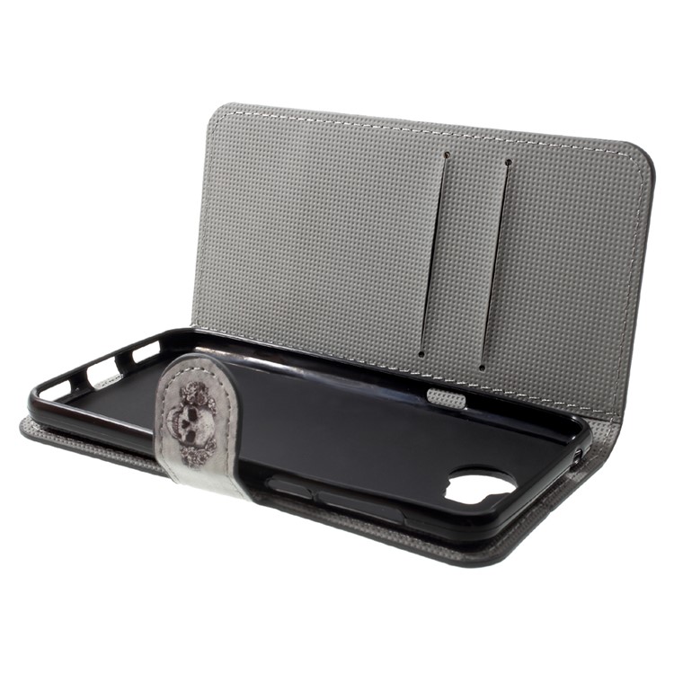 Patterned Leather Magnetic Wallet Mobile Phone Cover with Stand for Huawei Y5 (2017) / Y6 (2017) - Skull-5