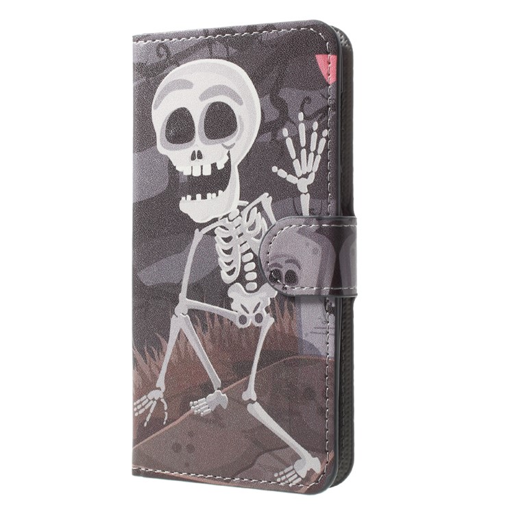 Patterned Leather Magnetic Wallet Mobile Phone Shell with Stand for Huawei Y5 (2017) / Y6 (2017) - Bone Man-3