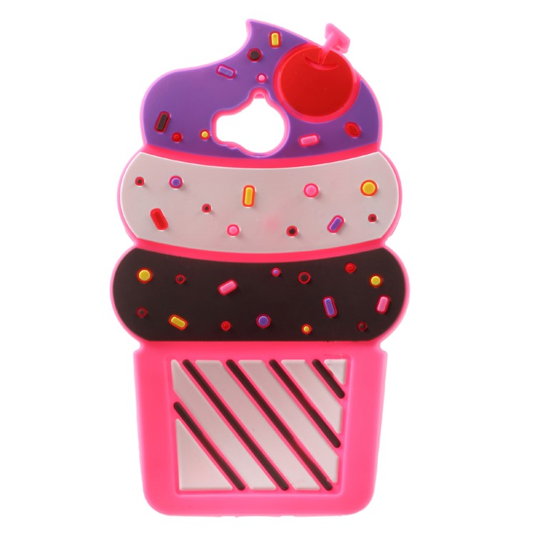 3D Cherry Ice Cream Silicone Back Case for Huawei Y5 (2017) - Rose-1