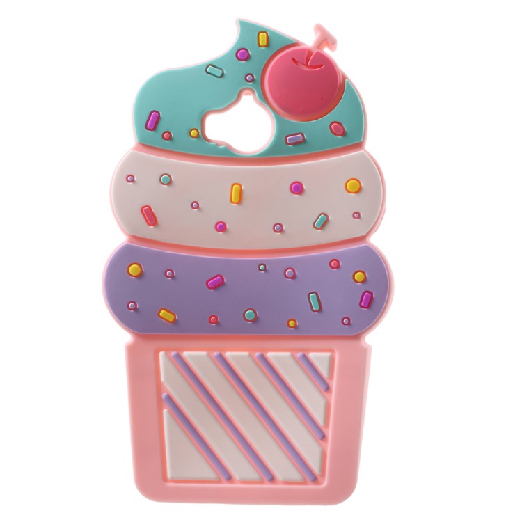 3D Cherry Ice Cream Soft Silicone Back Phone Shell for Huawei Y5 (2017) - Pink-1