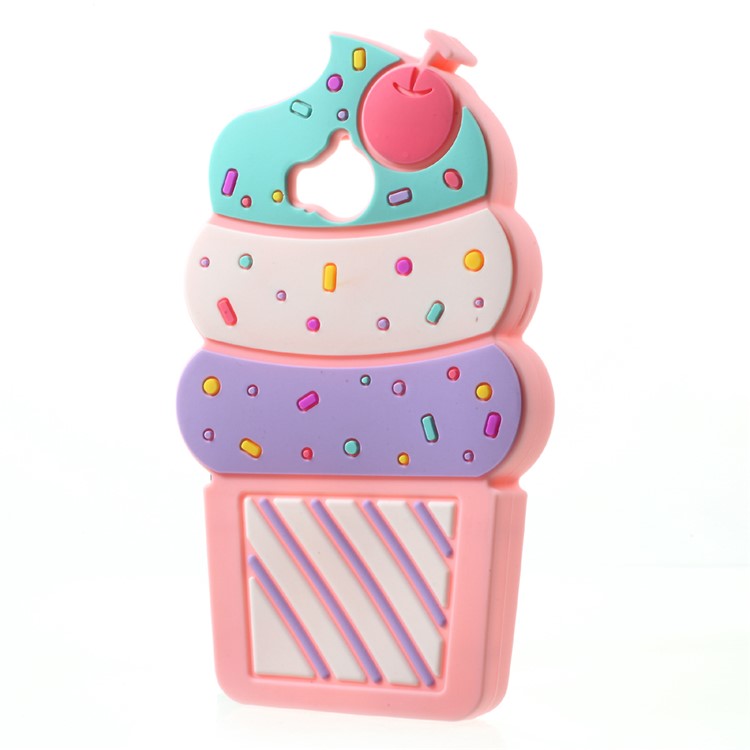 3D Cherry Ice Cream Soft Silicone Back Phone Shell for Huawei Y5 (2017) - Pink-2