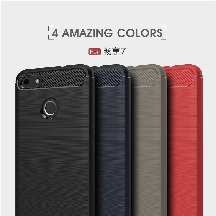 Carbon Fiber Texture Brushed TPU Protective Mobile Cover for Huawei P9 lite mini / Enjoy 7 / Y6 Pro (2017) - Red-3