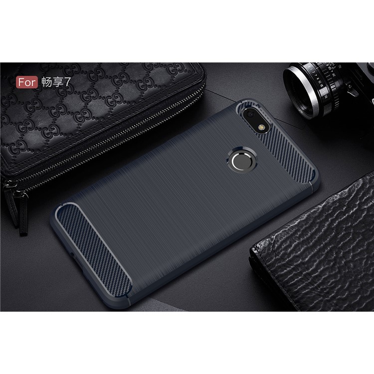 Carbon Fiber Texture Brushed TPU Protective Mobile Shell for Huawei P9 lite mini / Enjoy 7 / Y6 Pro (2017) - Dark Blue-2