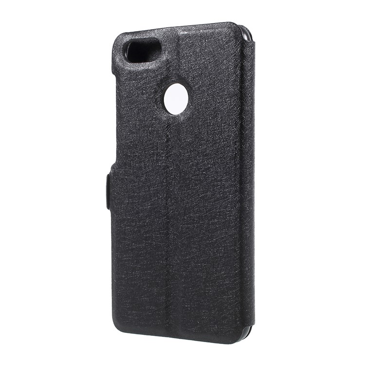 For Huawei P9 lite mini / Enjoy 7 / Y6 Pro (2017) Silk Texture Dual Window Stand Leather Phone Cover - Black-2