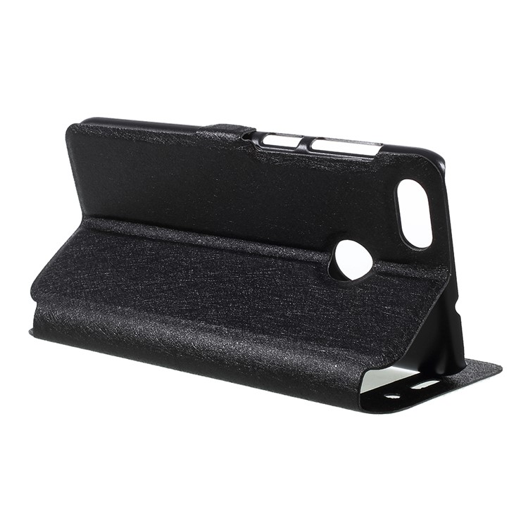For Huawei P9 lite mini / Enjoy 7 / Y6 Pro (2017) Silk Texture Dual Window Stand Leather Phone Cover - Black-5