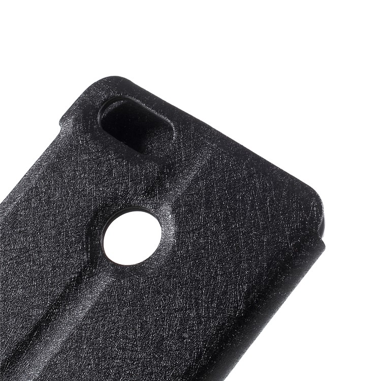 For Huawei P9 lite mini / Enjoy 7 / Y6 Pro (2017) Silk Texture Dual Window Stand Leather Phone Cover - Black-8