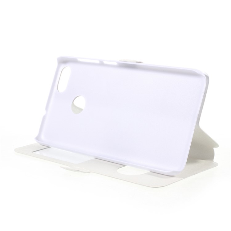 For Huawei P9 lite mini / Enjoy 7 / Y6 Pro (2017) Silk Texture Dual Window Stand Leather Phone Case - White-4