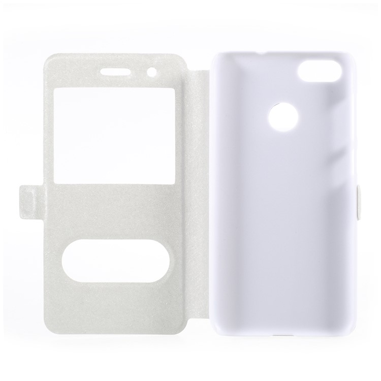 For Huawei P9 lite mini / Enjoy 7 / Y6 Pro (2017) Silk Texture Dual Window Stand Leather Phone Case - White-6