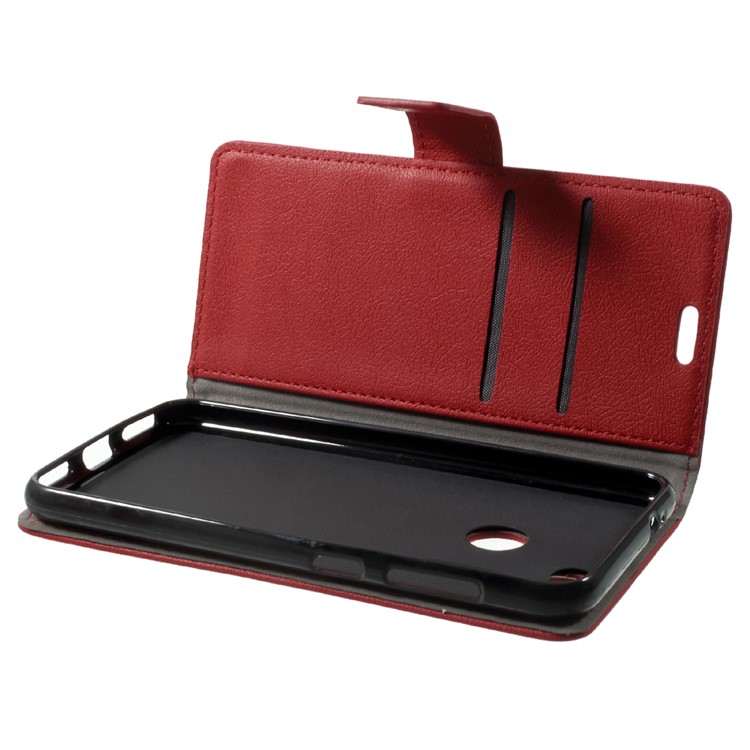 PU Leather Wallet Stand Shell for Huawei Enjoy 7 / Y6 Pro (2017) - Red-5