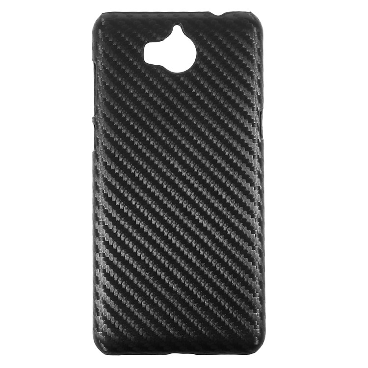 PU Leather Coated Plastic Back Phone Case for Huawei Y5 (2017) / Y6 (2017) - Carbon Fiber Texture-1