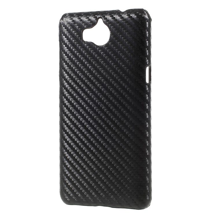PU Leather Coated Plastic Back Phone Case for Huawei Y5 (2017) / Y6 (2017) - Carbon Fiber Texture-2
