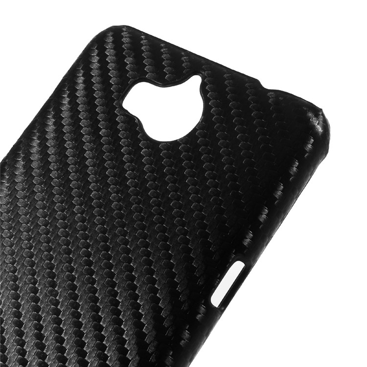 PU Leather Coated Plastic Back Phone Case for Huawei Y5 (2017) / Y6 (2017) - Carbon Fiber Texture-4
