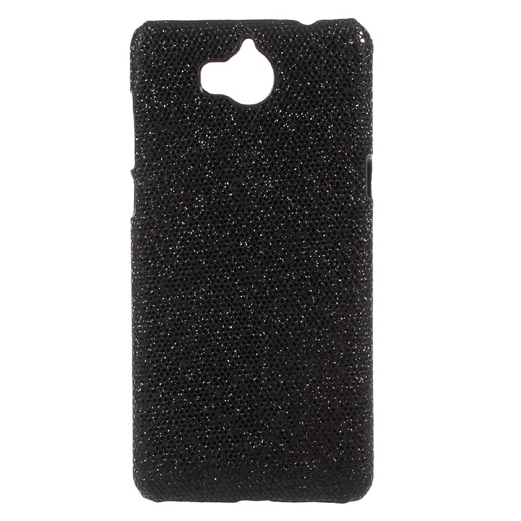 PU Leather Coated Plastic Back Mobile Cover for Huawei Y5 (2017) / Y6 (2017) - Glittery Sequins / Black-1