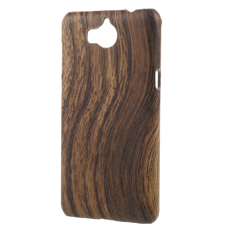 PU Leather Coated Plastic Cellphone Cover Case for Huawei Y5 (2017) / Y6 (2017) - Wood Grain-2