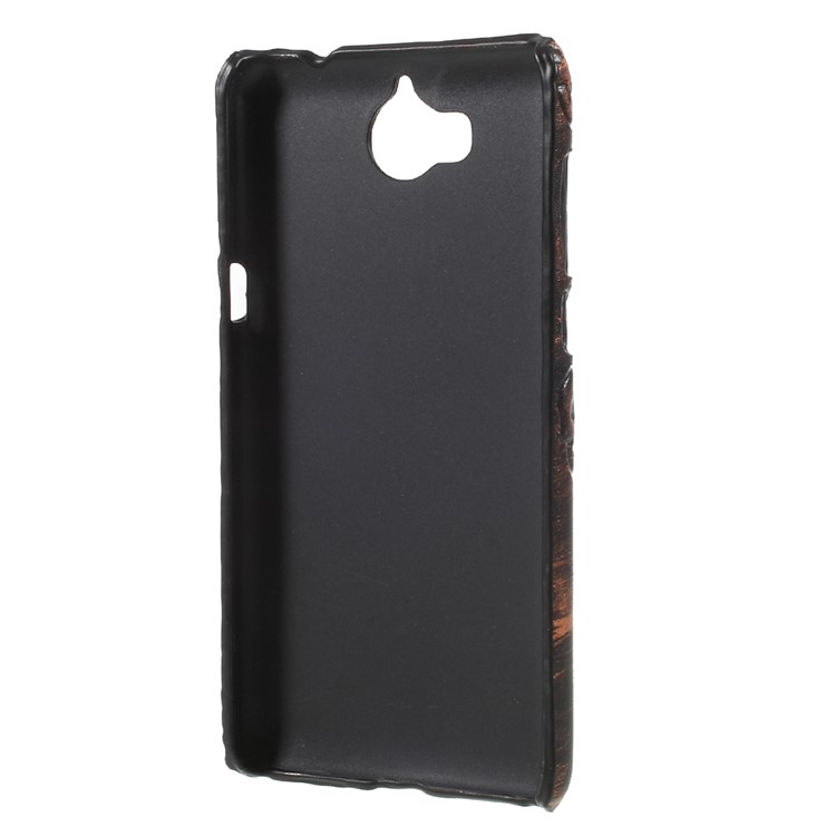 Leather Coated PC Cell Phone Case for Huawei Y5 (2017) / Y6 (2017) - Skulls / Gold-3