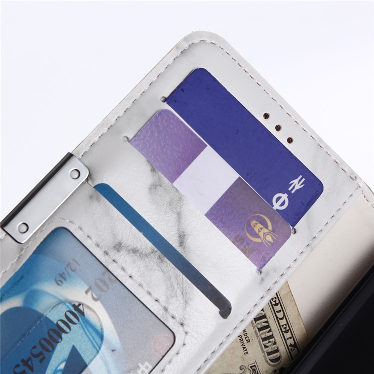 Marble Grain Wallet Leather Stand Cover Shell with Card Slots for Huawei Honor 9 - White-10