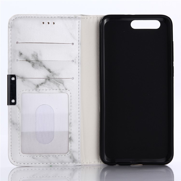 Marble Grain Wallet Leather Stand Cover Shell with Card Slots for Huawei Honor 9 - White-3