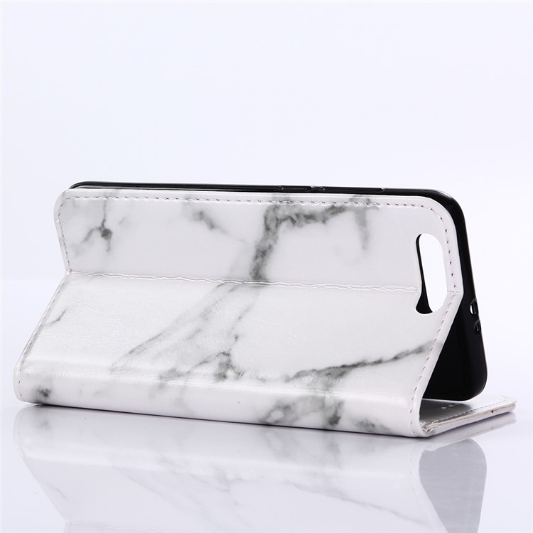 Marble Grain Wallet Leather Stand Cover Shell with Card Slots for Huawei Honor 9 - White-4