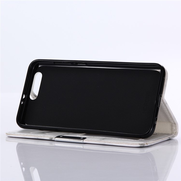 Marble Grain Wallet Leather Stand Cover Shell with Card Slots for Huawei Honor 9 - White-5