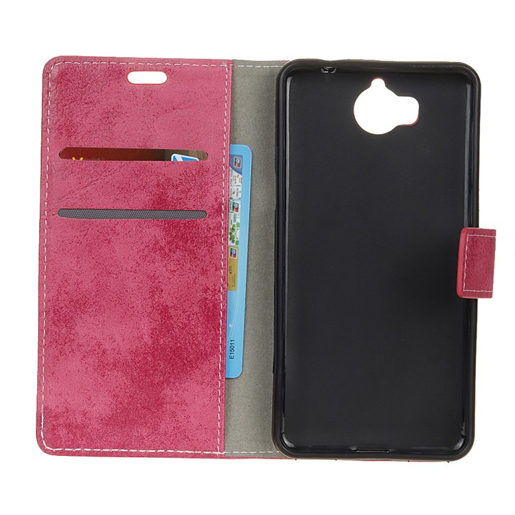 Retro Style Wallet PU Leather Mobile Phone Casing for Huawei Y5 (2017) / Y6 (2017) - Rose-4