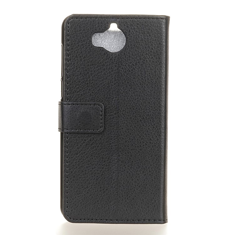 For Huawei Y5 (2017) / Y6 (2017) Litchi Texture Wallet Leather Stand Phone Protective Accessory Case - Black-2