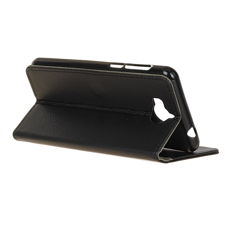 For Huawei Y5 (2017) / Y6 (2017) Litchi Texture Wallet Leather Stand Phone Protective Accessory Case - Black-5